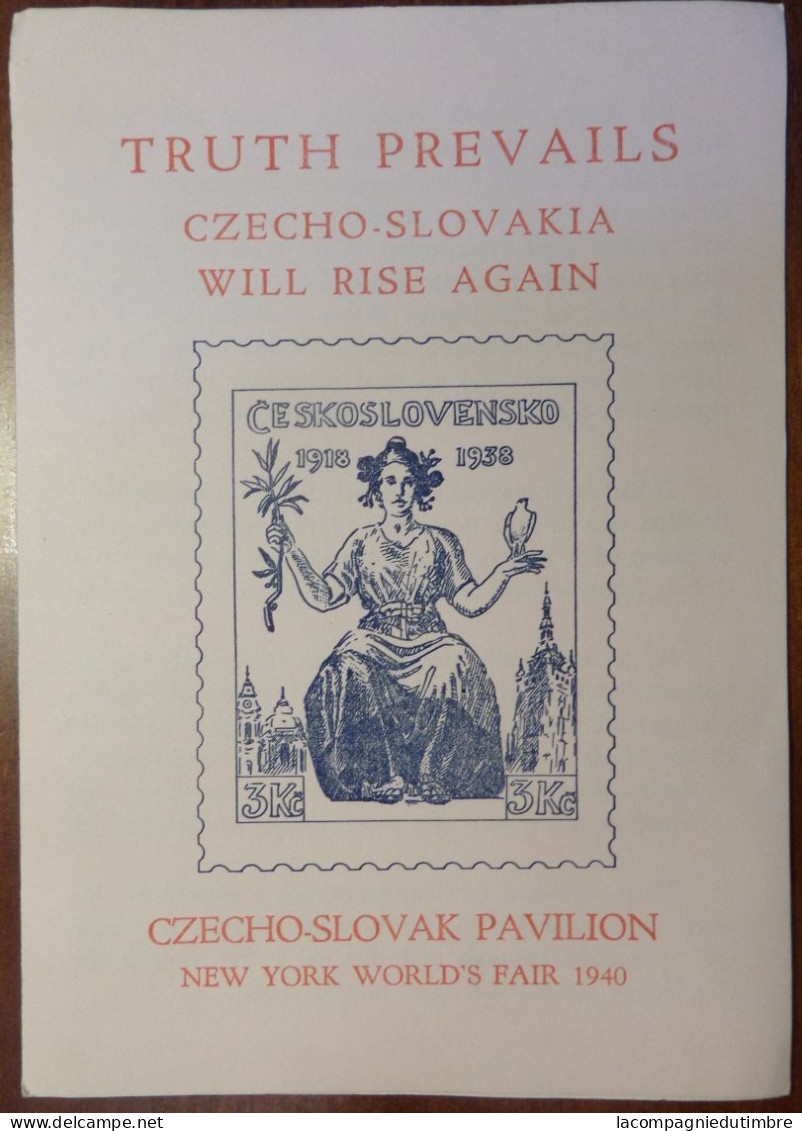 Tchécoslovaquie Deux Blocs-feuillets De L'Exposition De New-York 1939 Neuf ** MNH. TB - Blocs-feuillets