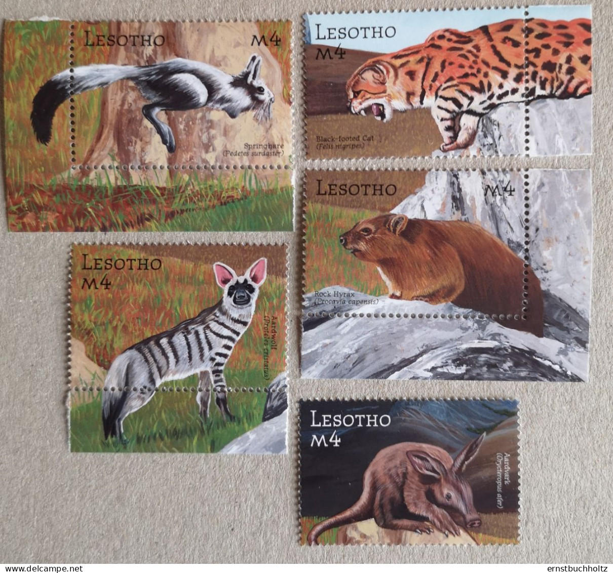 Lesotho 2002 Wildtiere Mi 1802/07** Im Angebot 5v Säuger Von 6v - Lesotho (1966-...)