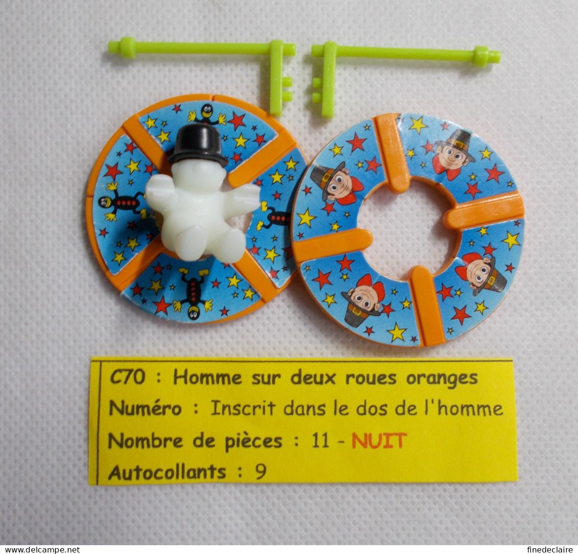 Kinder - Hommes Sur Roues - Homme Sur Deux Roues Oranges ( Version Nuit, Brille Dans Le Noir ) - C 70 - Sans BPZ - Mountables