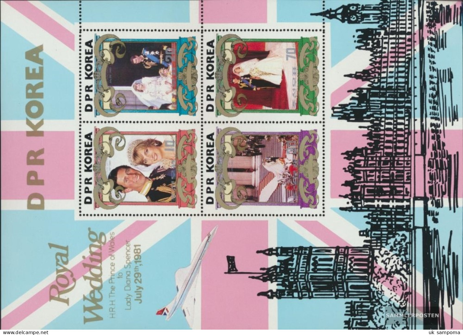North-Korea 2173-2176A Sheetlet (complete Issue) Unmounted Mint / Never Hinged 1981 Wedding Prince Charles + Lady Di - Corée Du Nord