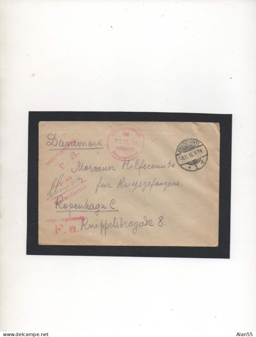 ALLEMAGNE,1917, PRIS.DE GUERRE  POUR « MOSKAUER HILFSKOMITE FUR KRIEGSGEFANGENE-KOPENHAGEN » DANEMARK,CENSURE - Kriegsgefangenenpost