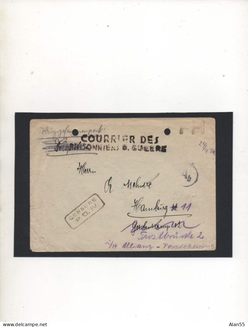 ALGERIE,PRIS ; DE GUERRE ALLEMAND AU CAMP DE DJELFA, DOUBLE ,,,« CENSURE P.G . IV » - Covers & Documents