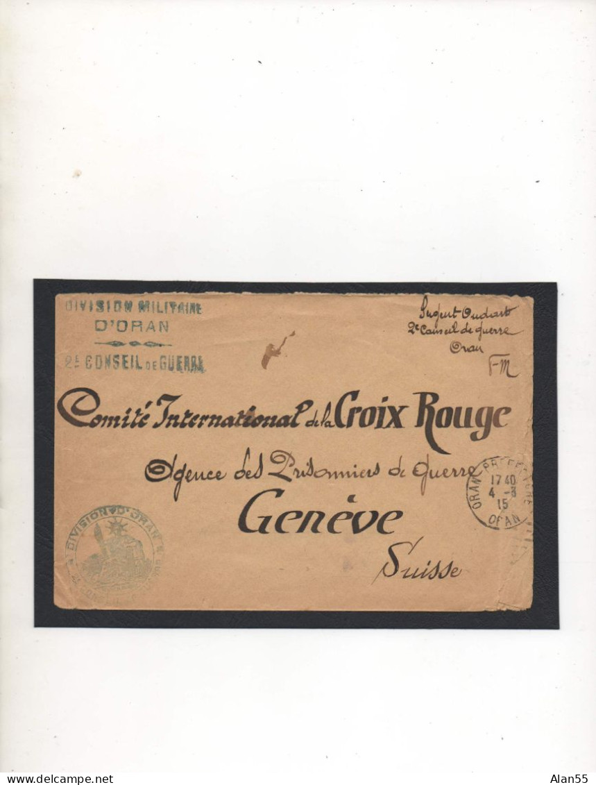 ALGERIE,1915, « DIVISION MILITAIRE-2EME CONSEIL DE GUERRE », ORAN - Lettres & Documents