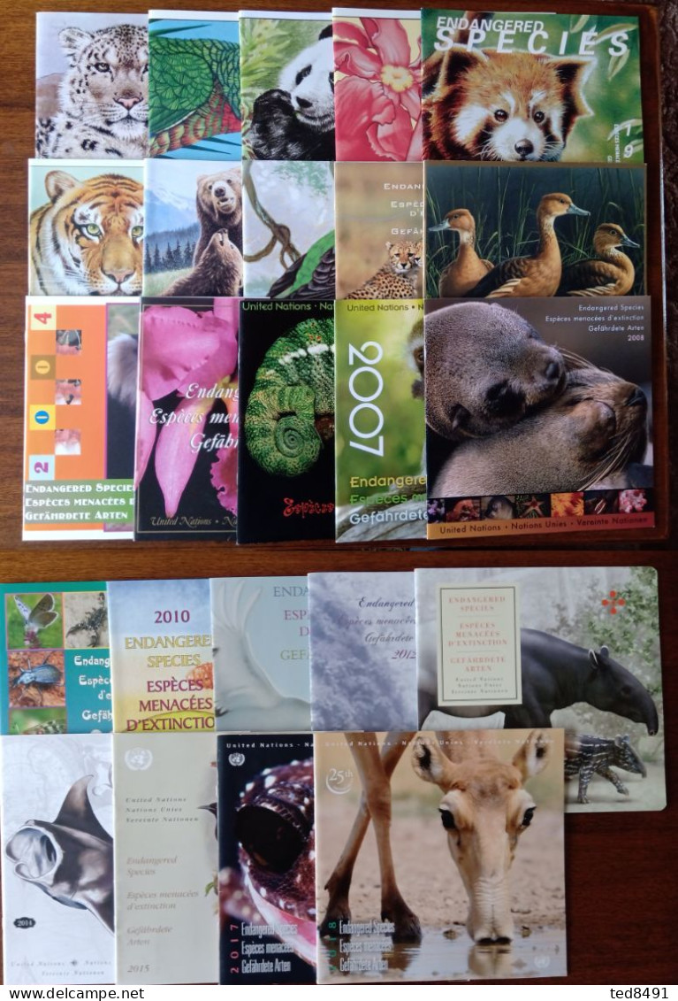 United Nations - Endangered Species 1993-2018, 24 Folders MNH - Emissions Communes New York/Genève/Vienne