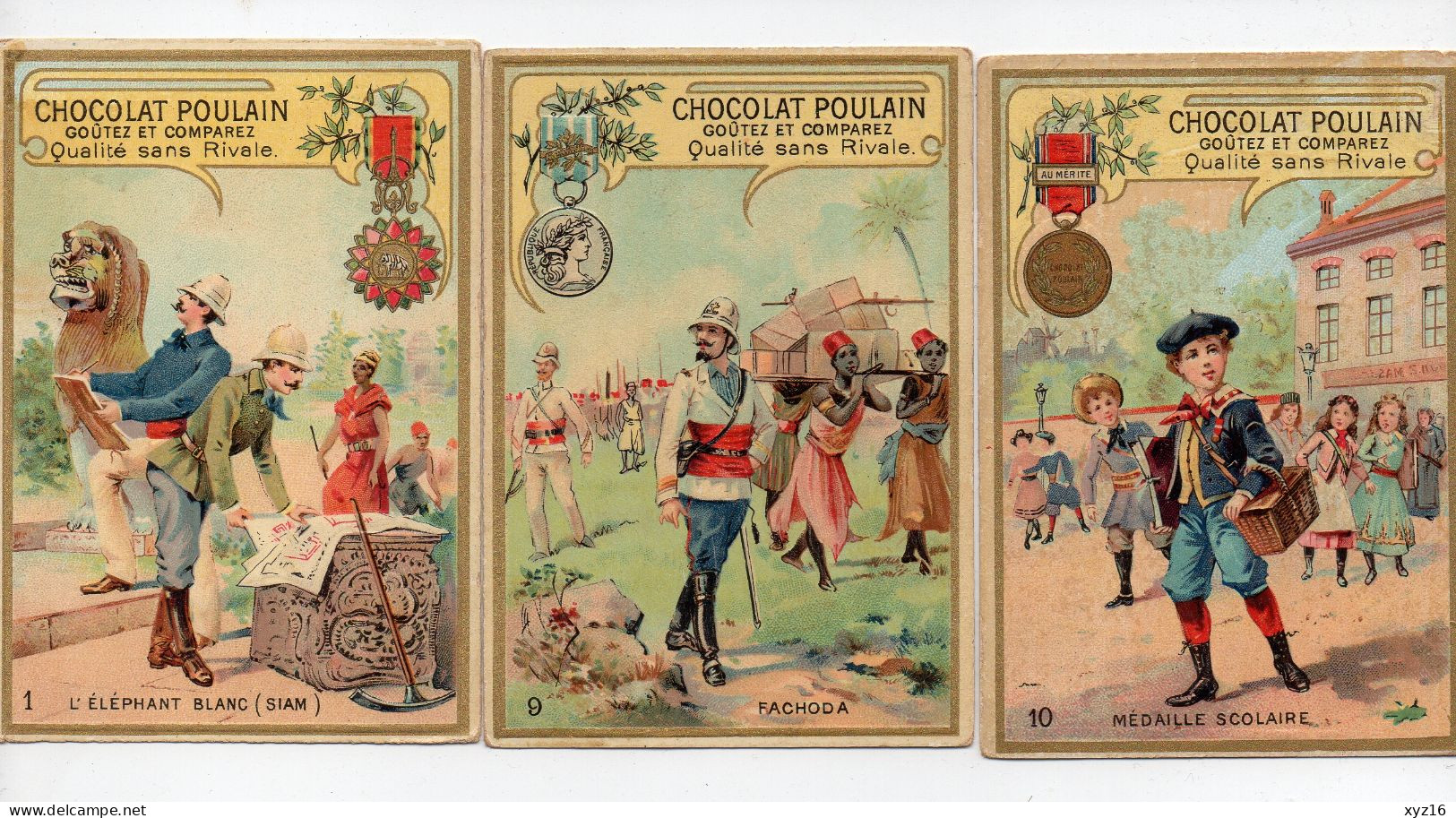 Lot De 3 Chromos Chocolat Poulain Les Décorations Françaises & Etrangères - Poulain