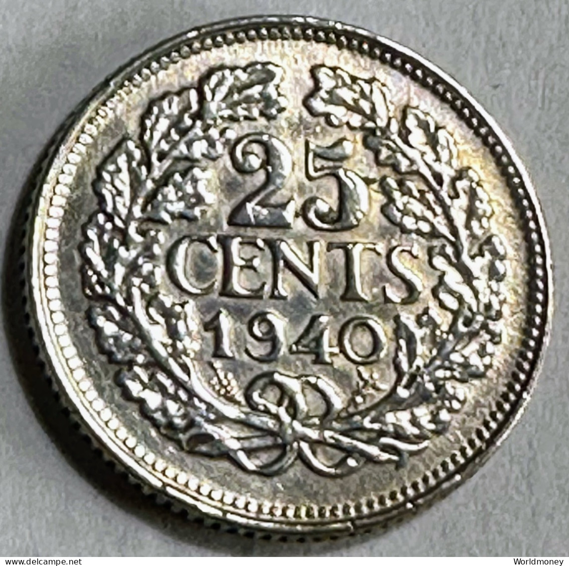 Netherlands 25 Cents 1940 (Silver) - 25 Centavos