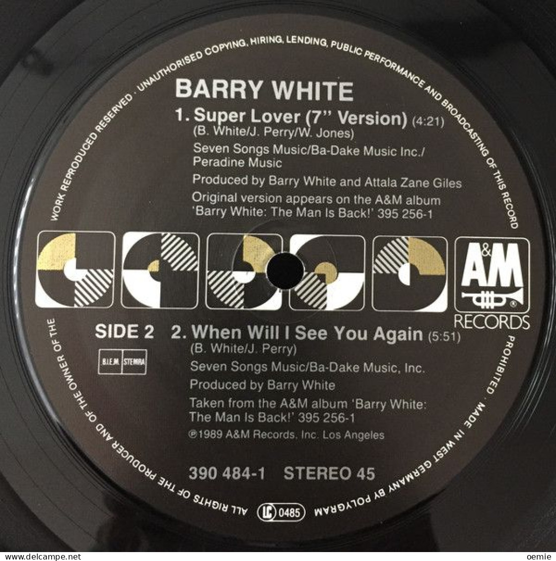 BARRY WHITE   SUPER LOVER - 45 Toeren - Maxi-Single