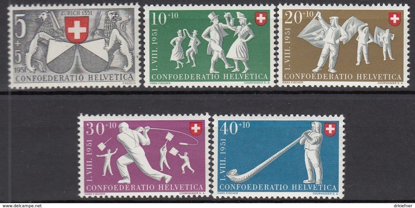 SCHWEIZ  555-559, Postfrisch **, Pro Patria: Volksspiele 1951 - Neufs