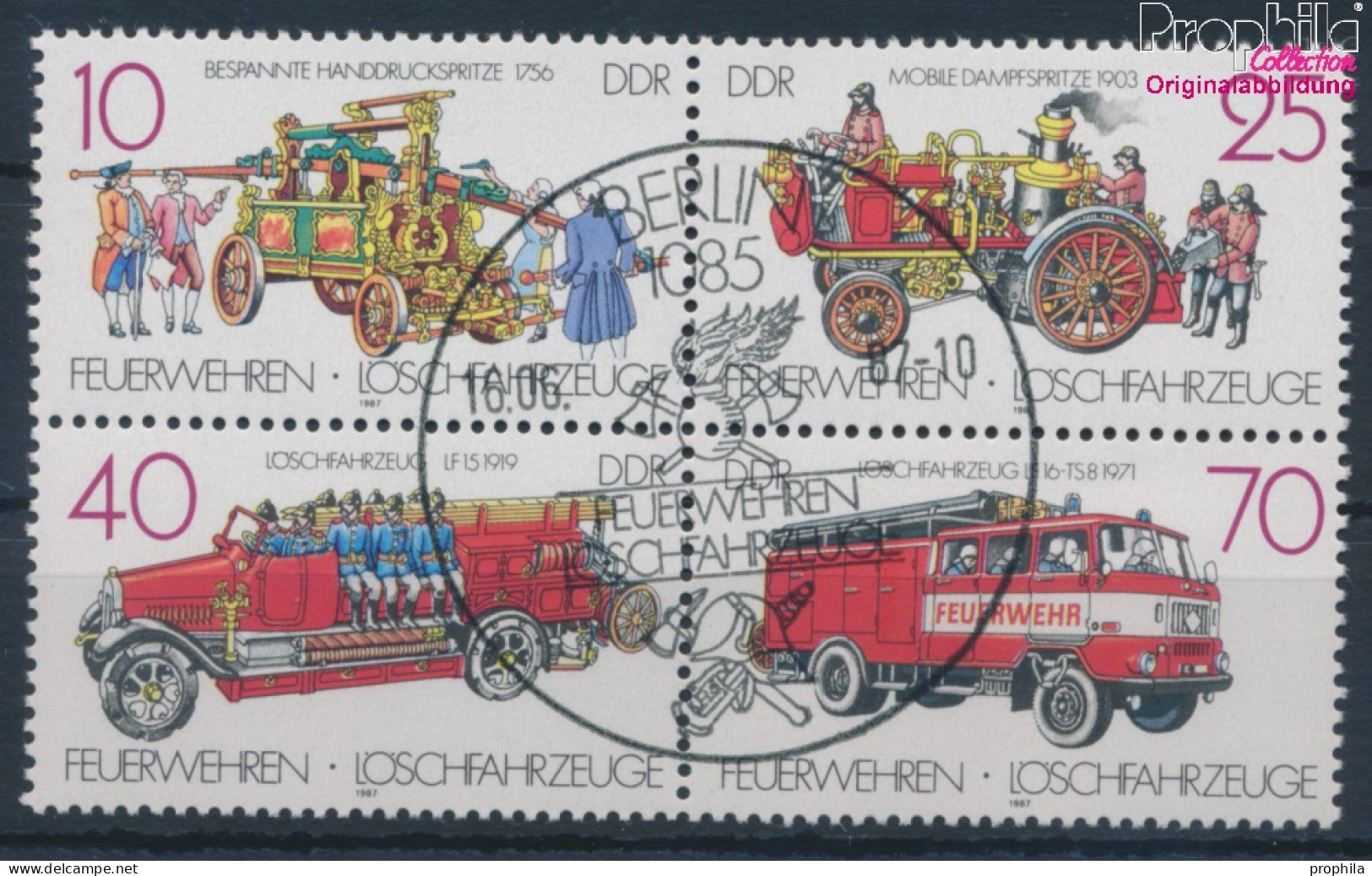 DDR 3101-3104 Viererblock (kompl.Ausgabe) Gestempelt 1987 Feuerwehren (10405840 - Used Stamps