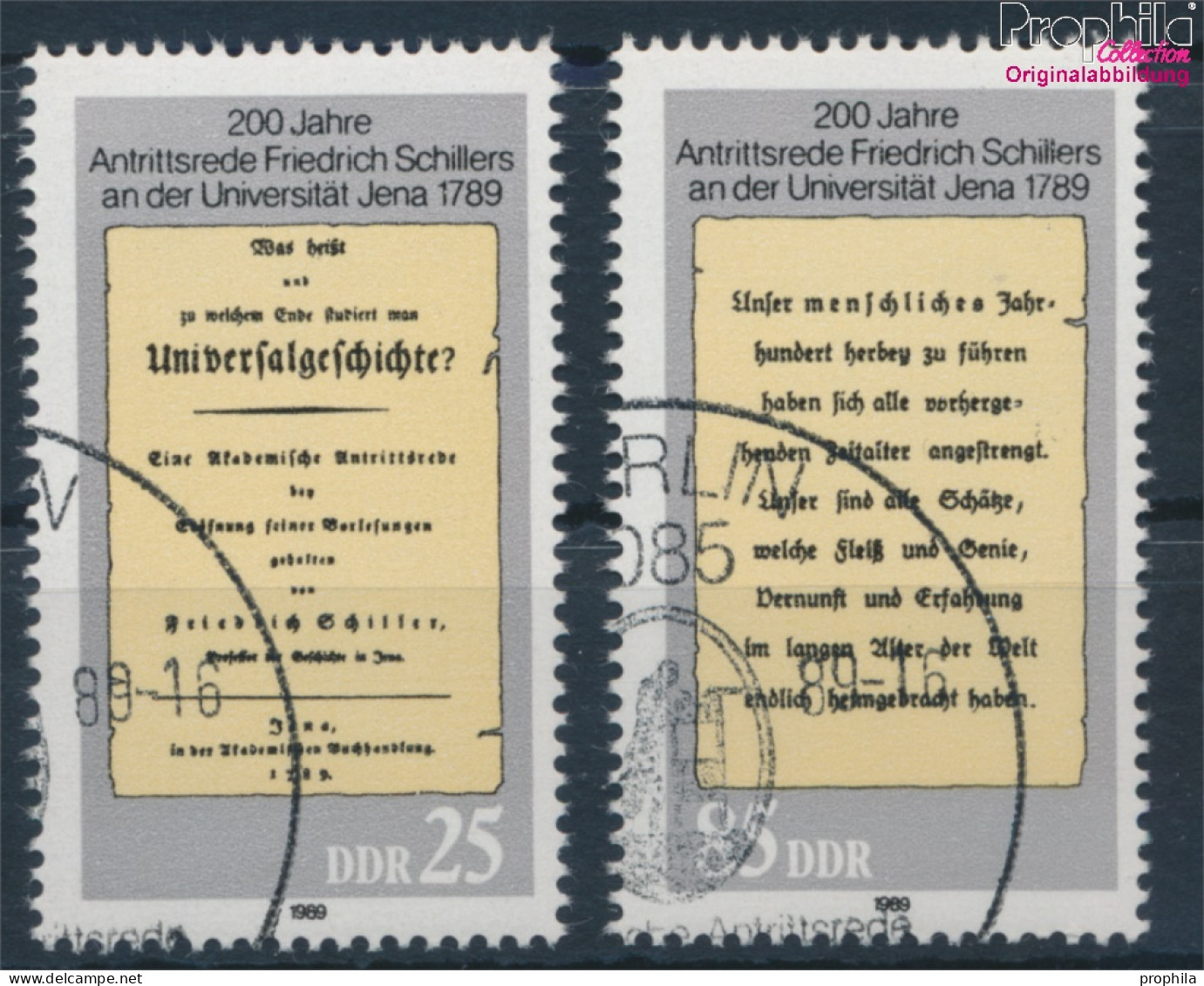 DDR 3254-3255 (kompl.Ausgabe) Gestempelt 1989 Schiller In Jena (10405767 - Oblitérés
