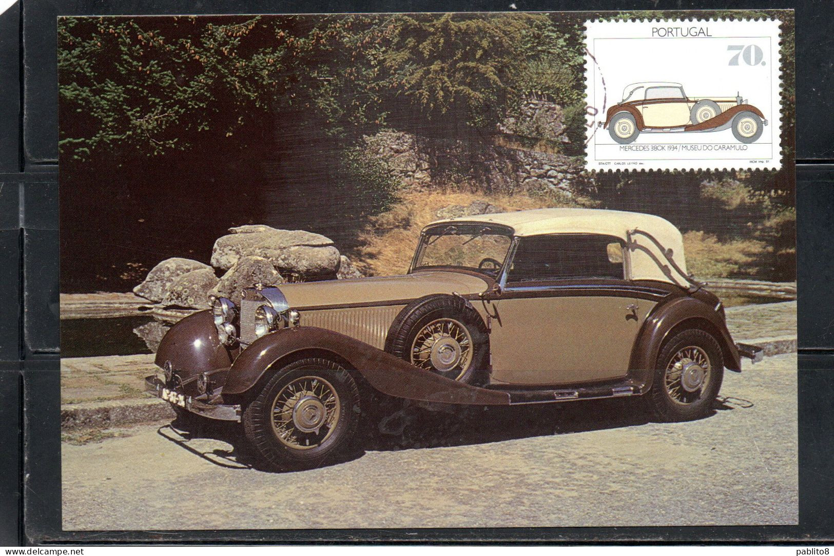 PORTUGAL PORTOGALLO 1991 PHILA NIPPON91 AUTOMOBILE MUSEUM AUTOMOBILES CARS MERCEDES 380K 1934 70e MAXI MAXIMUM CARD - Cartoline Maximum