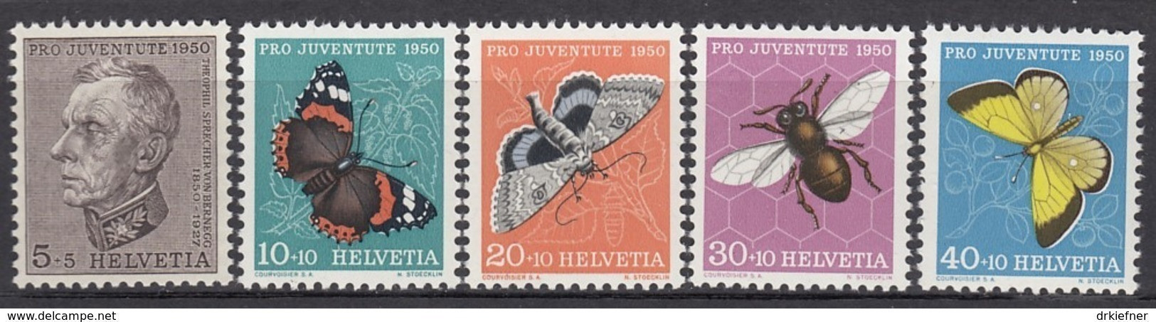 SCHWEIZ  550-554,  Postfrisch **, Pro Juventute 1950, Insekten - Unused Stamps