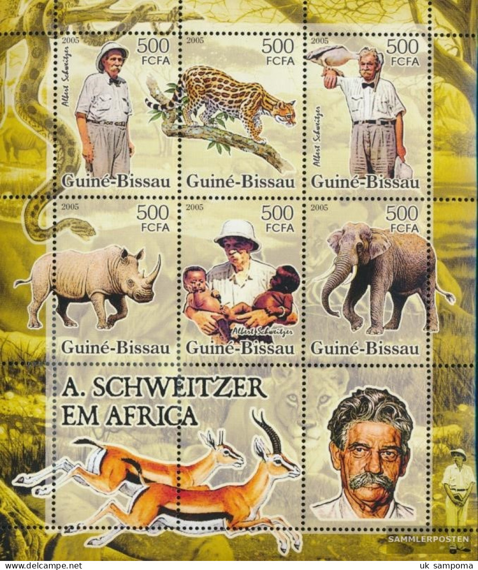 Guinea-Bissau 3269-3274 Sheetlet (complete. Issue) Unmounted Mint / Never Hinged 2005 A. Schweitzer, Mammals - Guinea-Bissau