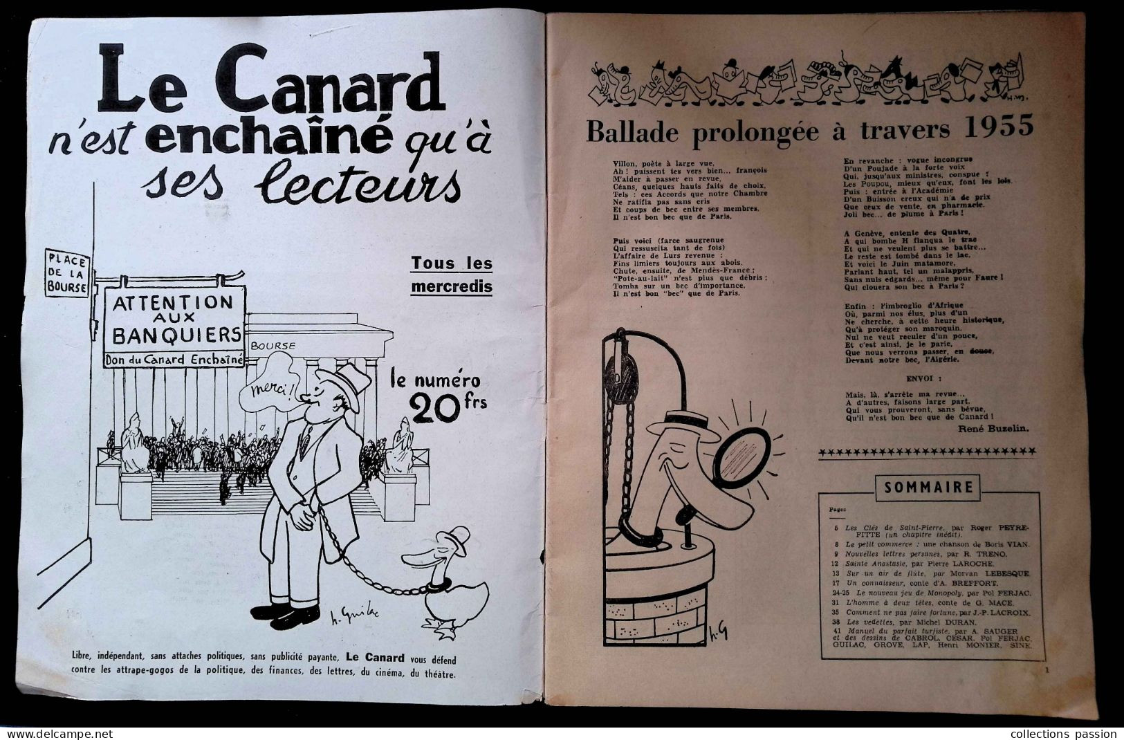 Almanah Du Canard Enchainé, 1956, 48 Pages, 2 Scans, Frais Fr. 3.95 E - Humor