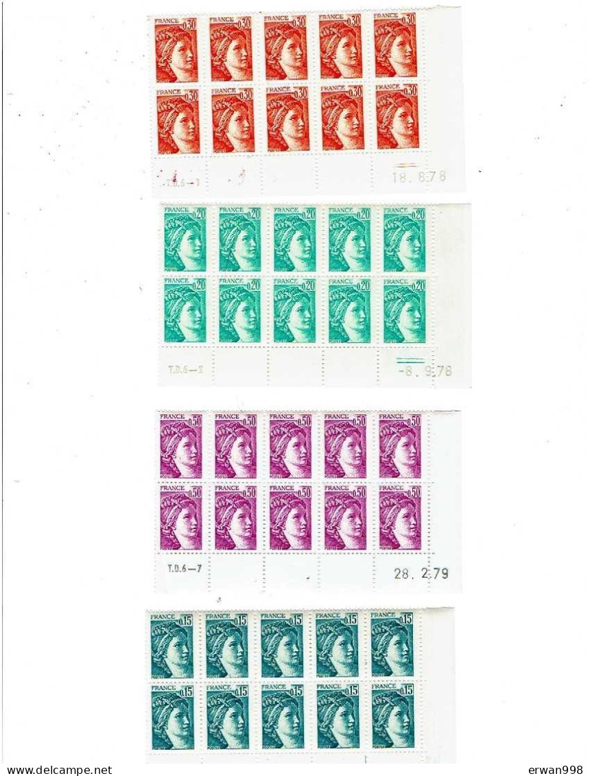 SABINE Lot De 21 Blocs De 10 Timbres 1978/1980 Neufs Sans Charnière   (104) - 1970-1979