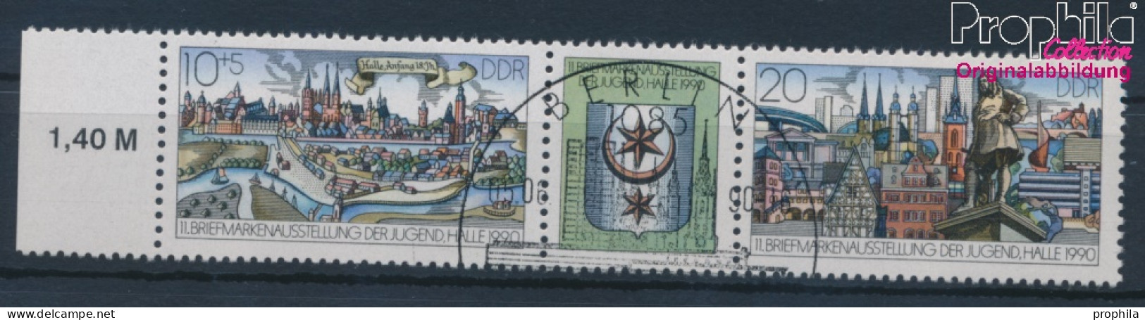 DDR WZd828 (kompl.Ausg.) (3338-3339 Als Dreierstreifen) Gestempelt 1990 Briefmarkenausstellung (10405729 - Gebraucht