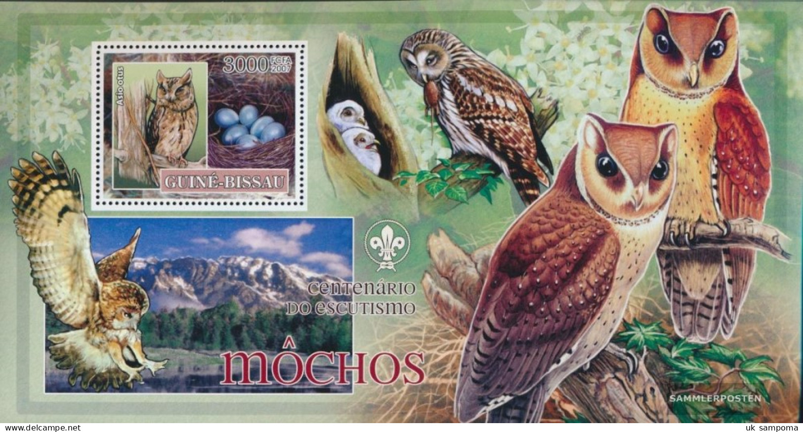 Guinea-Bissau Miniature Sheet 605 (complete. Issue) Unmounted Mint / Never Hinged 2007 Birds - Owls - Pfadfinderlogo - Guinea-Bissau
