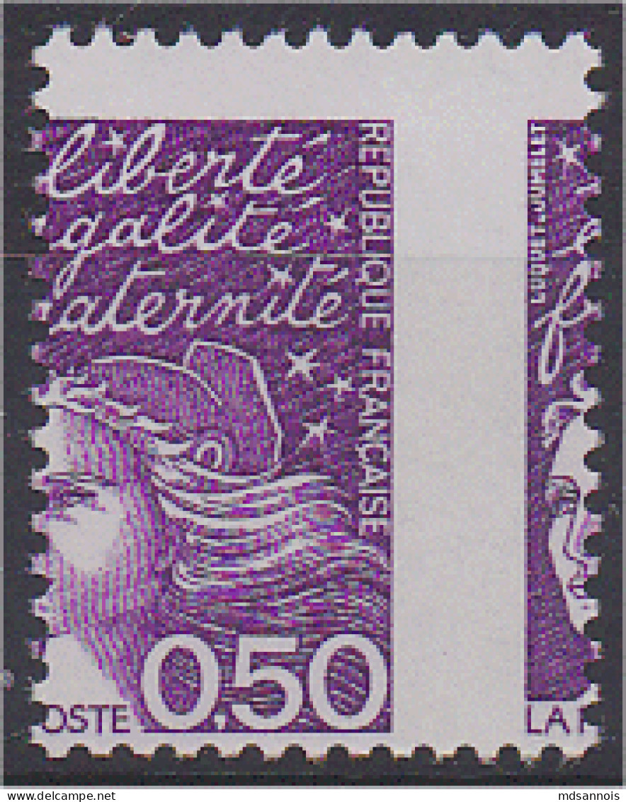 Marianne De Luquet N° 3088 Violet Rouge 0,50F Neuf ** Variété Piquage Très Décalé Scan Recto/verso Port En Lettre Suivie - 1997-2004 Marianna Del 14 Luglio