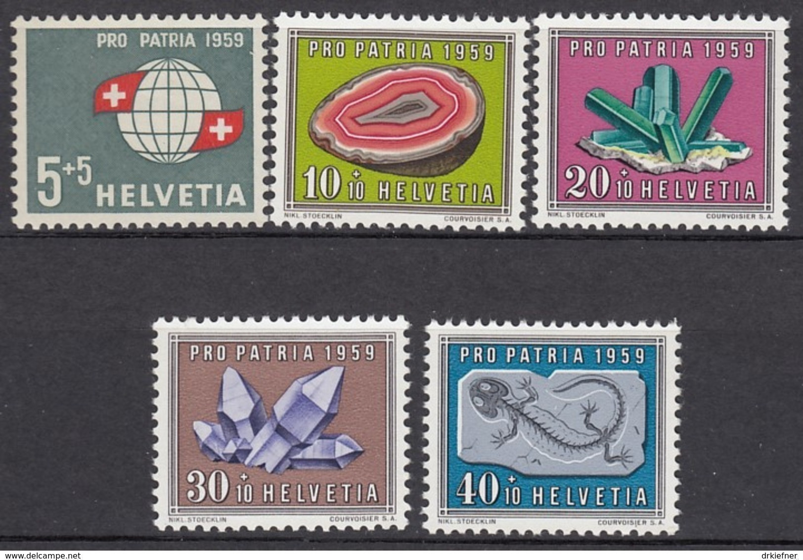 SCHWEIZ  674-678,  Postfrisch **, Pro Patria 1959, Mineralien Und Versteinerungen - Nuevos
