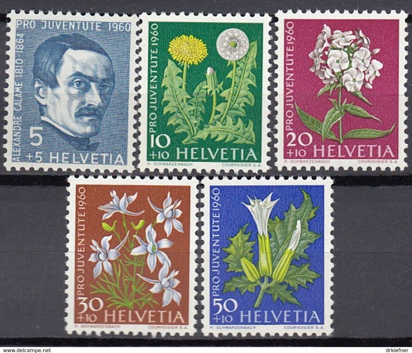 SCHWEIZ  722-726,  Postfrisch **, Pro Juventute 1960, Wiesen- Und Gartenblumen - Nuevos