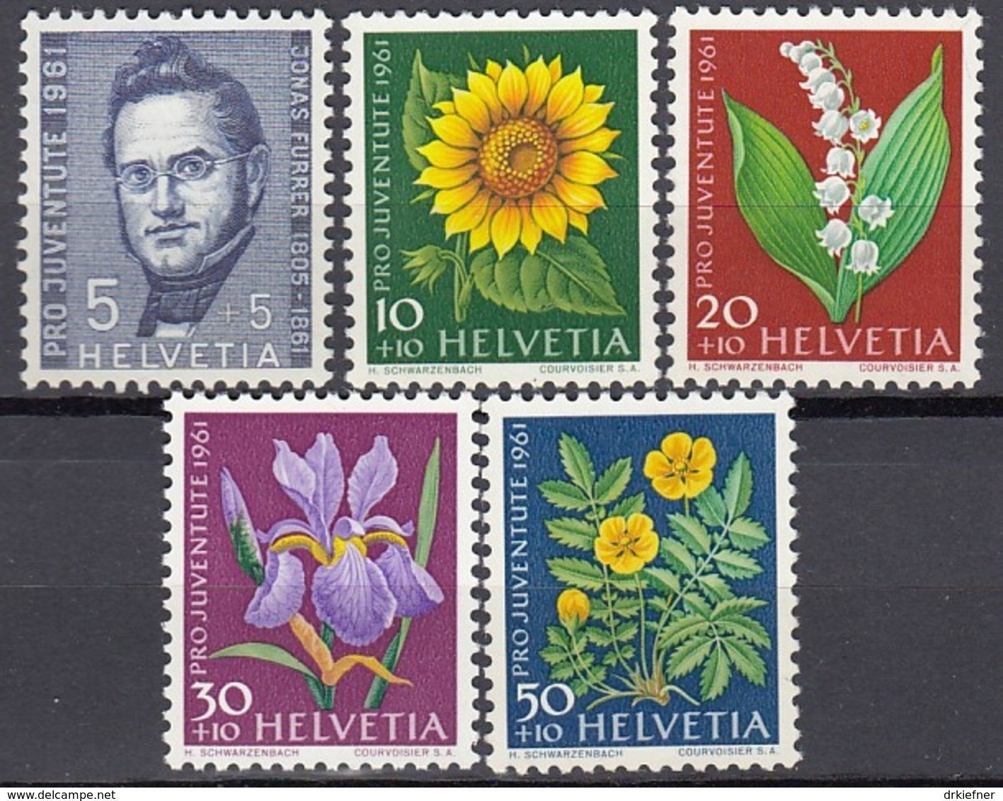SCHWEIZ  742-746,  Postfrisch **, Pro Juventute 1961, Wiesen- Und Gartenblumen - Neufs