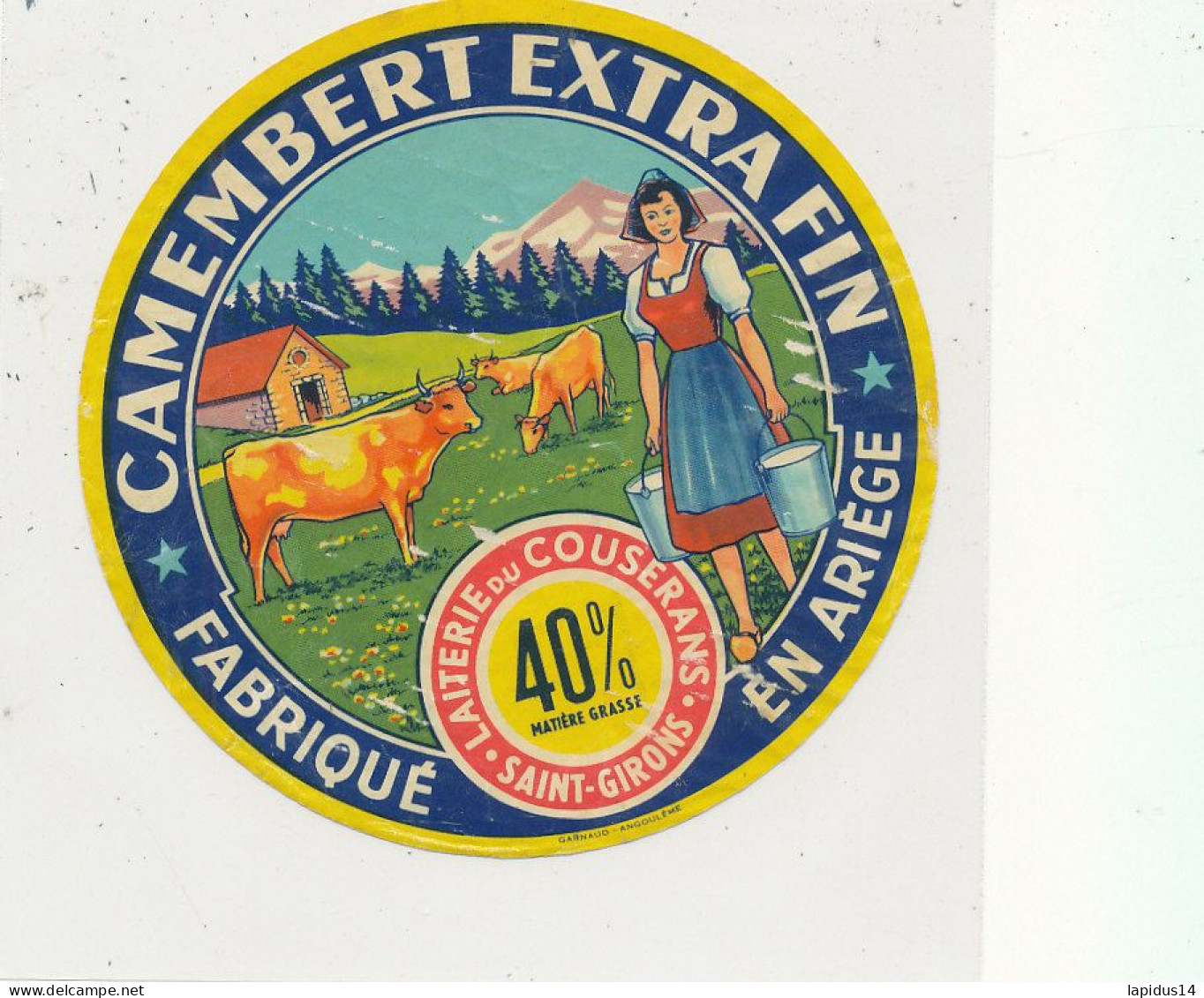 GG 423 / ETIQUETTE FROMAGE  CAMEMBERT  LAITERIE DU COUSERANS  SAINT GIRONS  (ARIEGE ) - Cheese