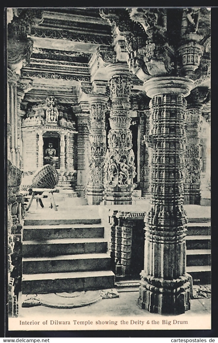 AK Dilwara Temple, Interior Showing The Deity & The Big Drum  - India