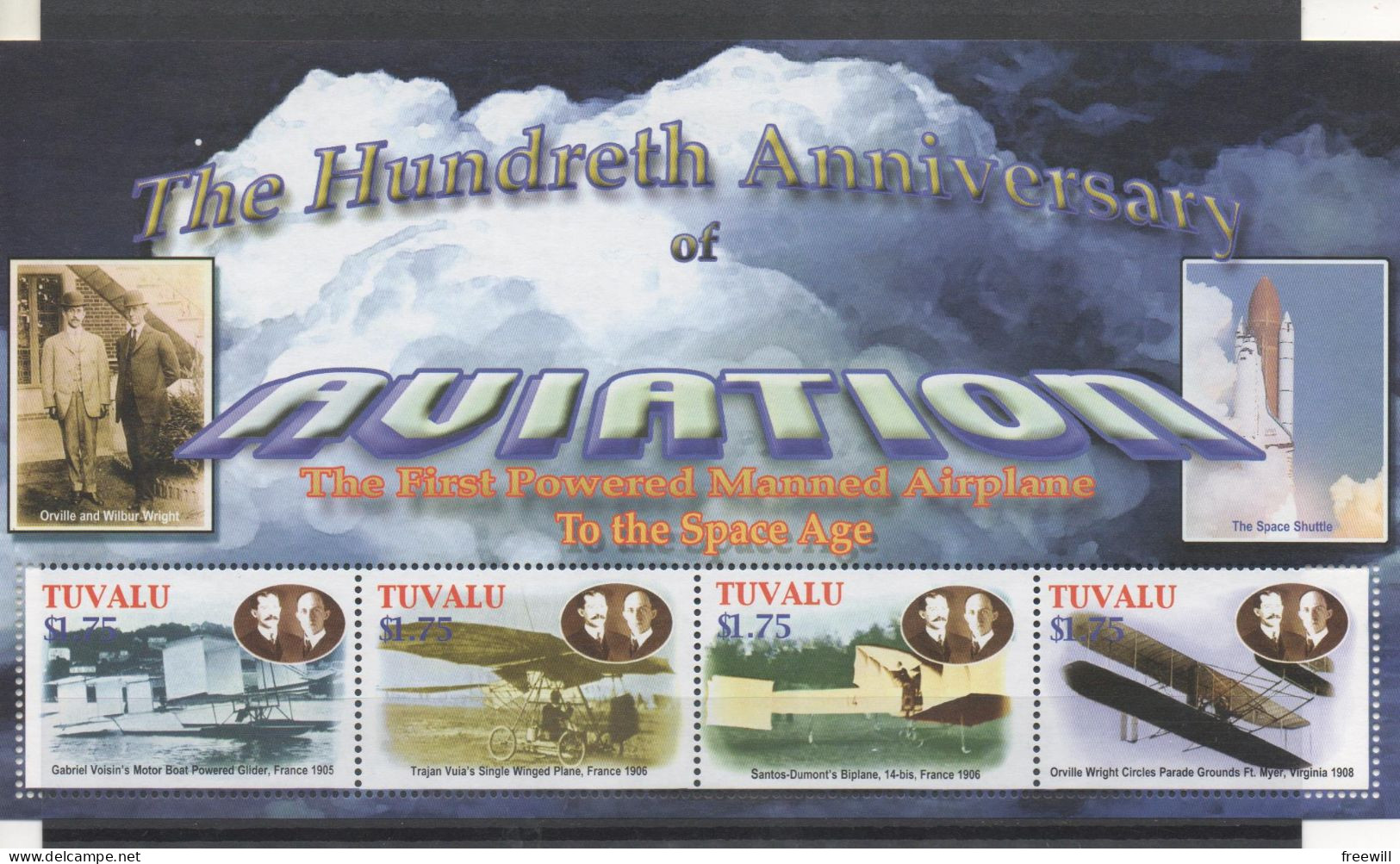 Tuvalu Histoire De L' Aviation -First Powered Flight XXX 1903- 2003 - Tuvalu