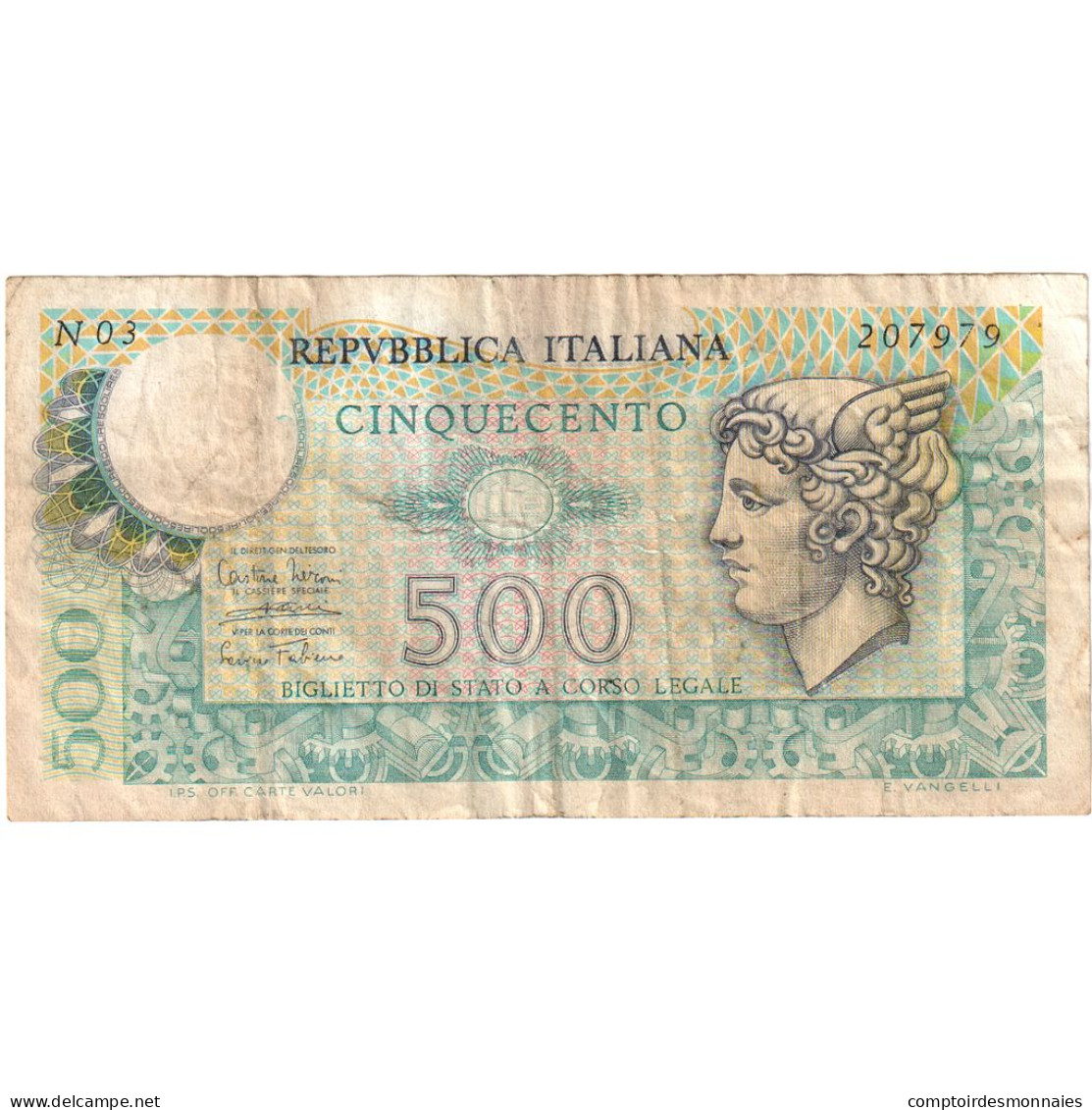 Italie, 500 Lire, KM:95, TB - 500 Lire