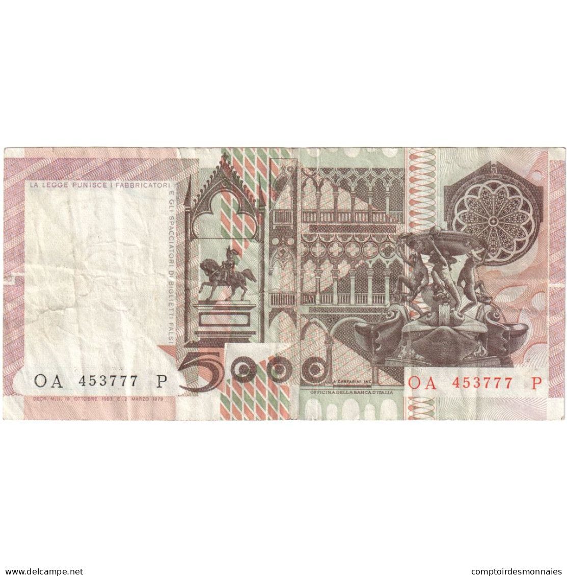 Italie, 5000 Lire, 1982, 1982-11-03, KM:105b, SUP - 5.000 Lire