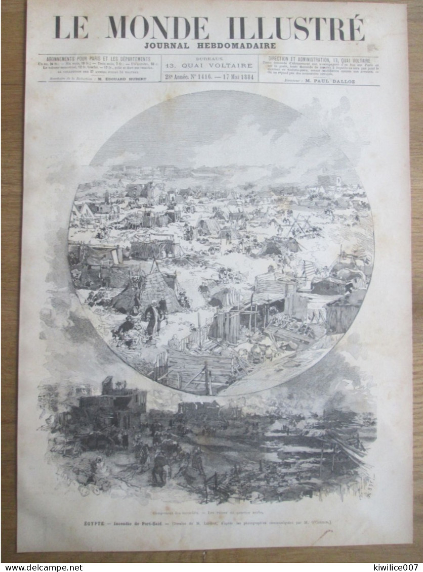 1884  Egypte INCENDIE DE PORT SAID - Estampes & Gravures