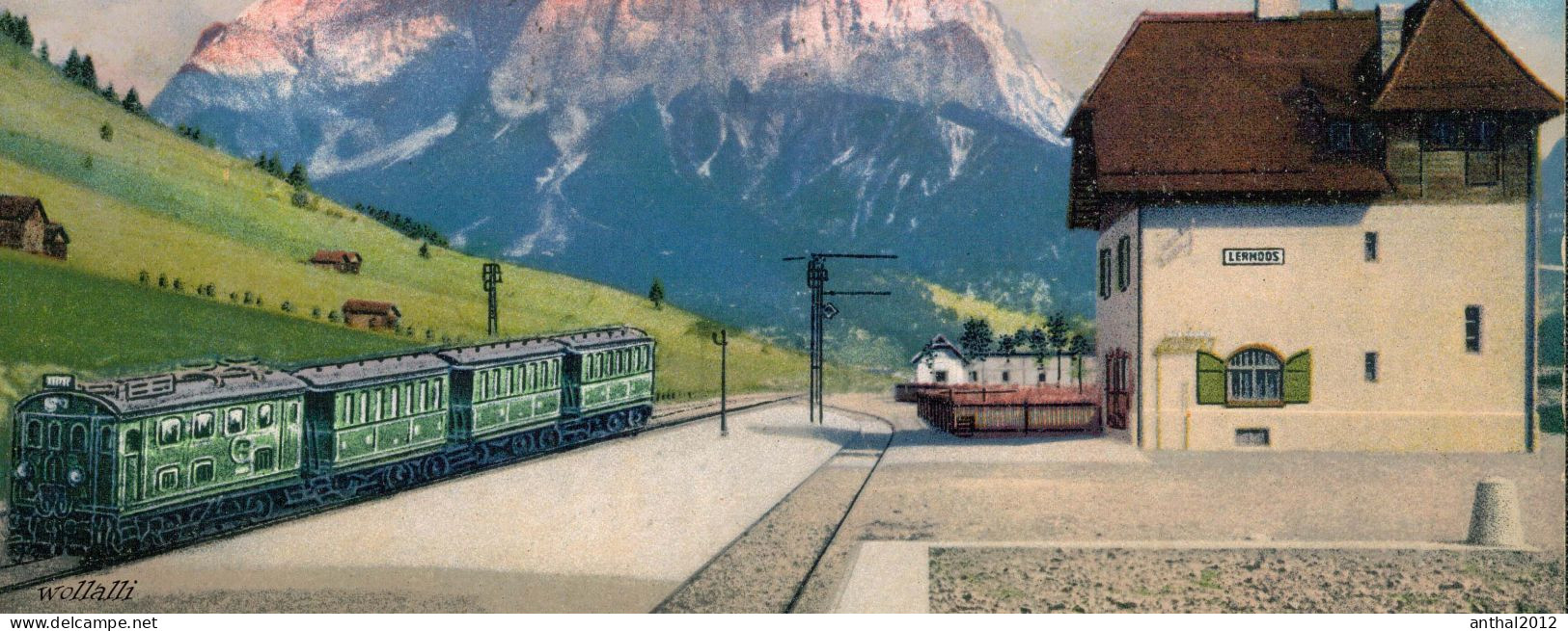 Superrar Bahnhof La Gare Lermoos Österreich Tirol Mit Zug 24.5.1921 Zugspitze - Stations With Trains