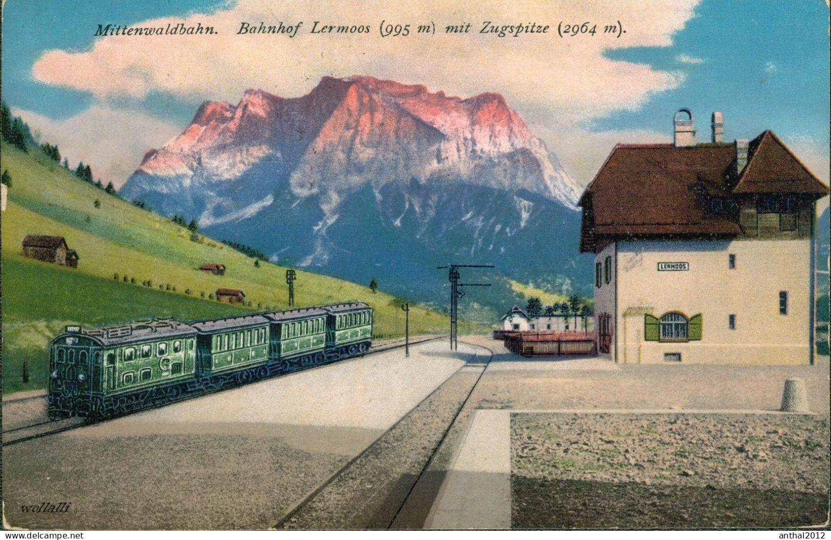 Superrar Bahnhof La Gare Lermoos Österreich Tirol Mit Zug 24.5.1921 Zugspitze - Stations With Trains