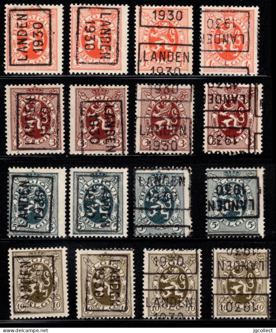 Preo's (276, 278, 279 & 280) "LANDEN 1930" OCVB 5637,5703, 5768 &5833 A+B+C+D - Rolstempels 1930-..