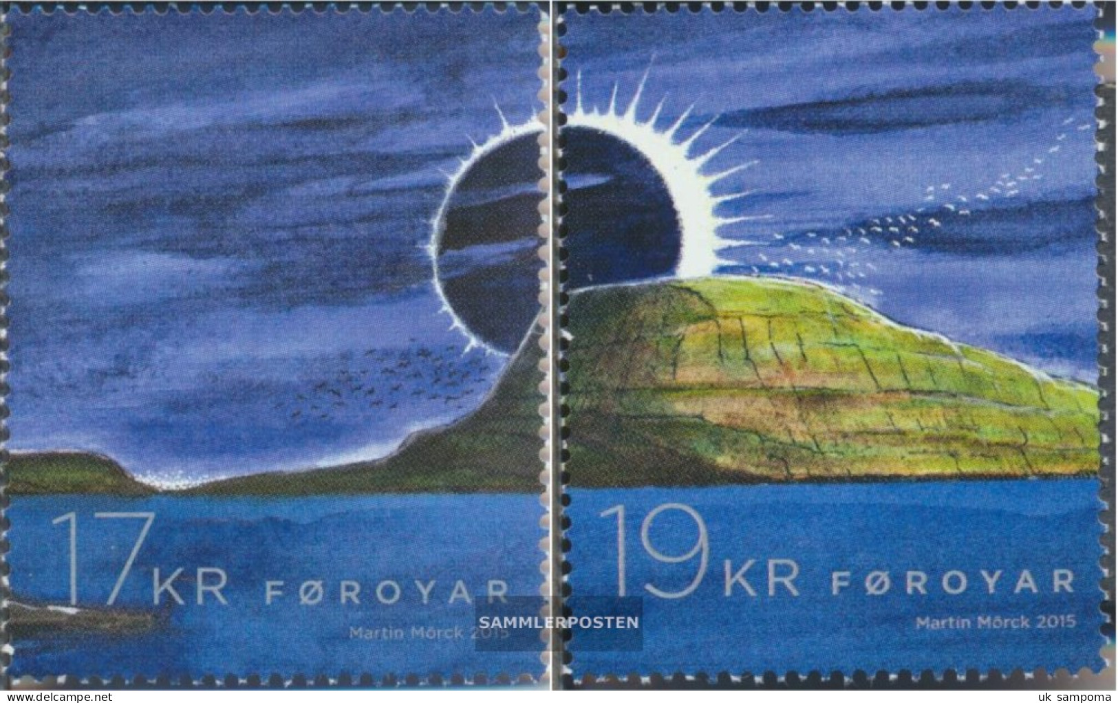Denmark - Faroe Islands 830-831 (complete Issue) Unmounted Mint / Never Hinged 2015 Solar Eclipse - Faroe Islands