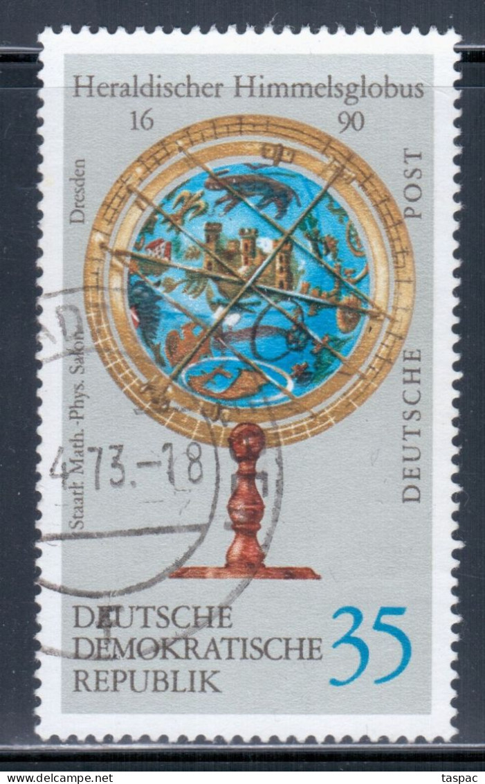 East Germany / DDR 1972 Mi# 1797 Used - Short Set - Heraldic Celestial Globe, 1690 / Space - Europa