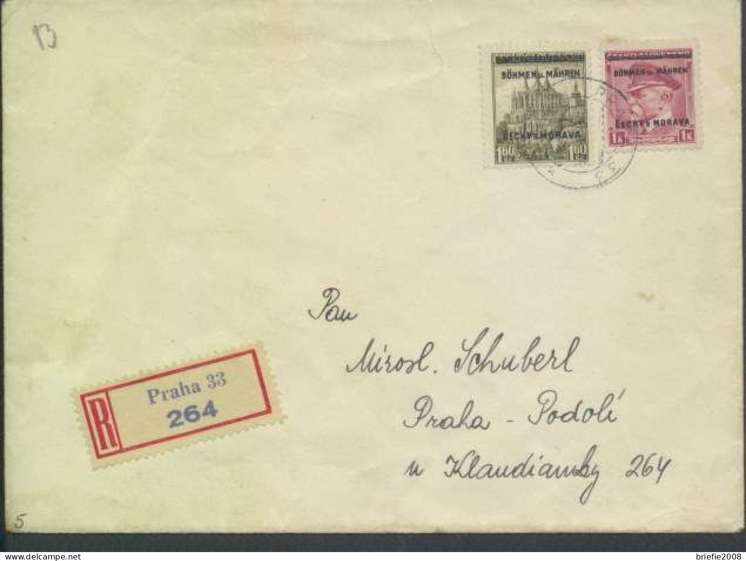Böhmen Und Mähren # 10,13 Einschreiben-Ortsbrief Praha 20.7.39 - Briefe U. Dokumente