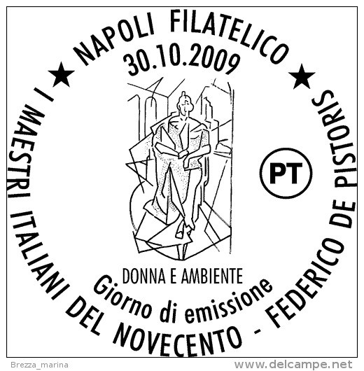 ITALIA - Usato - 2009 -  Maestri Italiani Del 900 - Donna E Ambiente, Opera Di F. De Pistoris - 0,85 - 2001-10: Afgestempeld