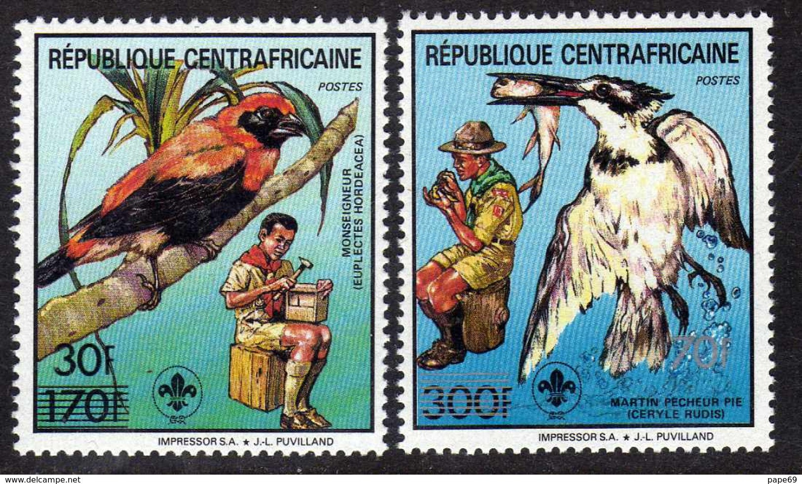 Centrafricaine N° 794 A / B XX Faune Et Scoutisme, Les 2 Valeurs Sans Charnière, TB - Repubblica Centroafricana