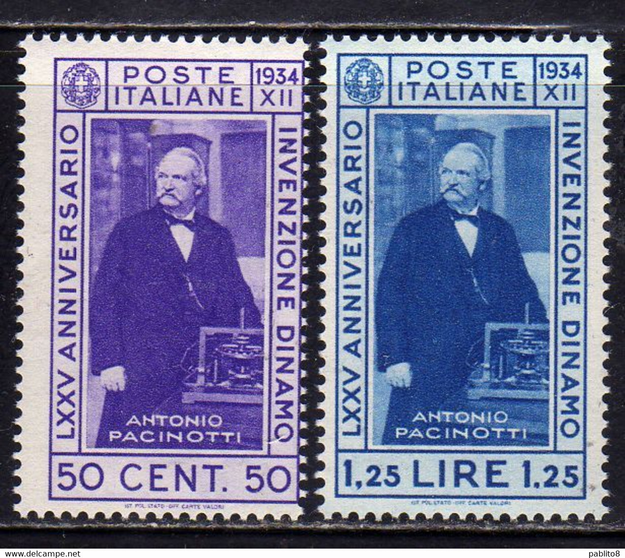 ITALIA REGNO ITALY KINGDOM 1934 INVENZIONE DELLA DINAMO PACINOTTI SERIE COMPLETA COMPLETE SET MNH - Mint/hinged