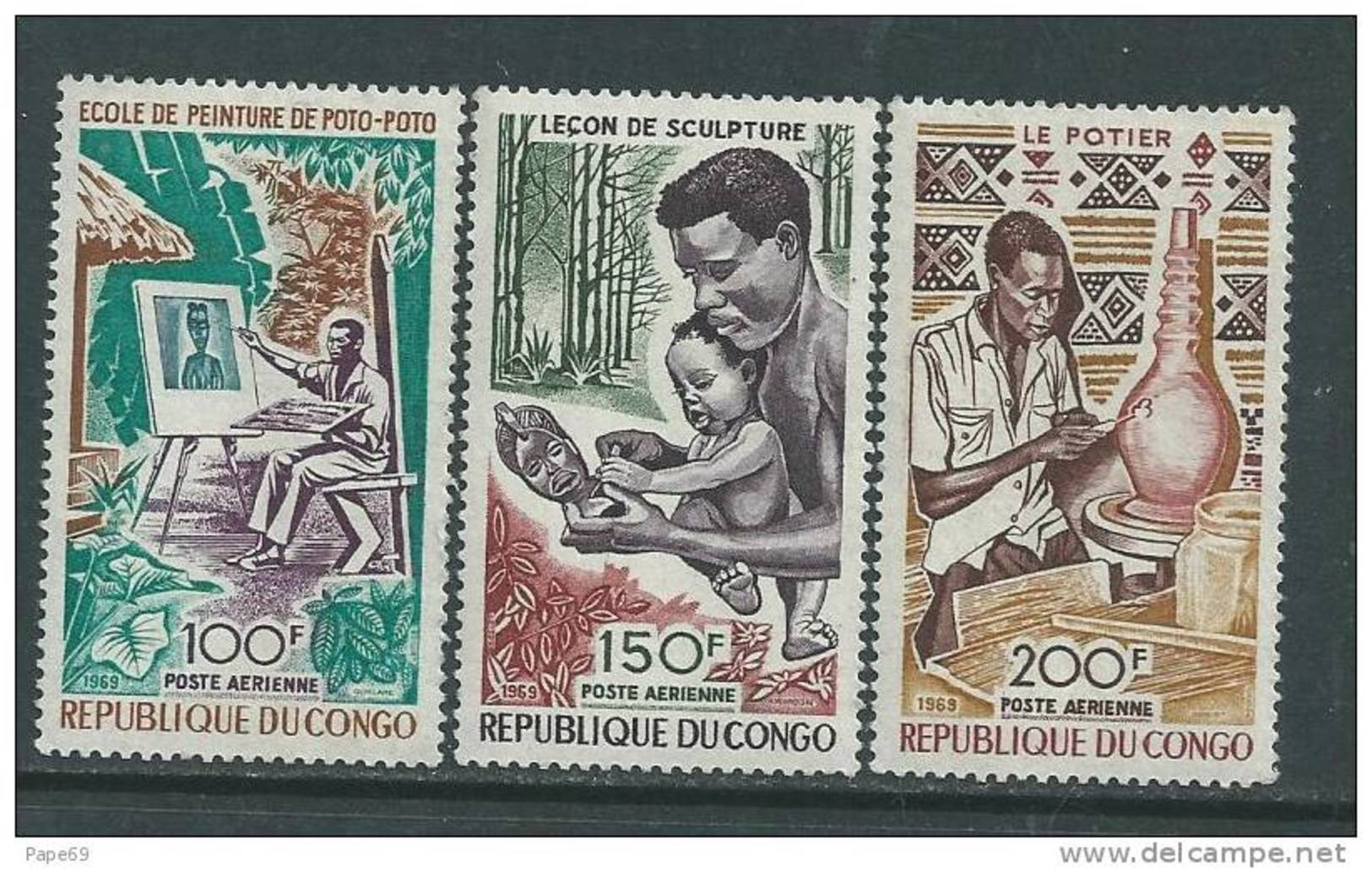 Congo PA N° 87 / 89 XX  Art Et Culture, Les 3 Valeurs Sans Charnière, TB - Neufs