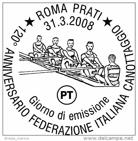 ITALIA - Usato - 2008 - Federazione Italiana Canottaggio - Vogatori E Timoniere Durante Una Competizione - 0,65 - 2001-10: Usati