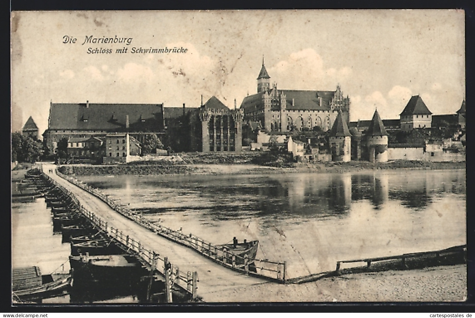 AK Marienburg / Malbork, Marienburg Mit Schiffbrücke  - Westpreussen