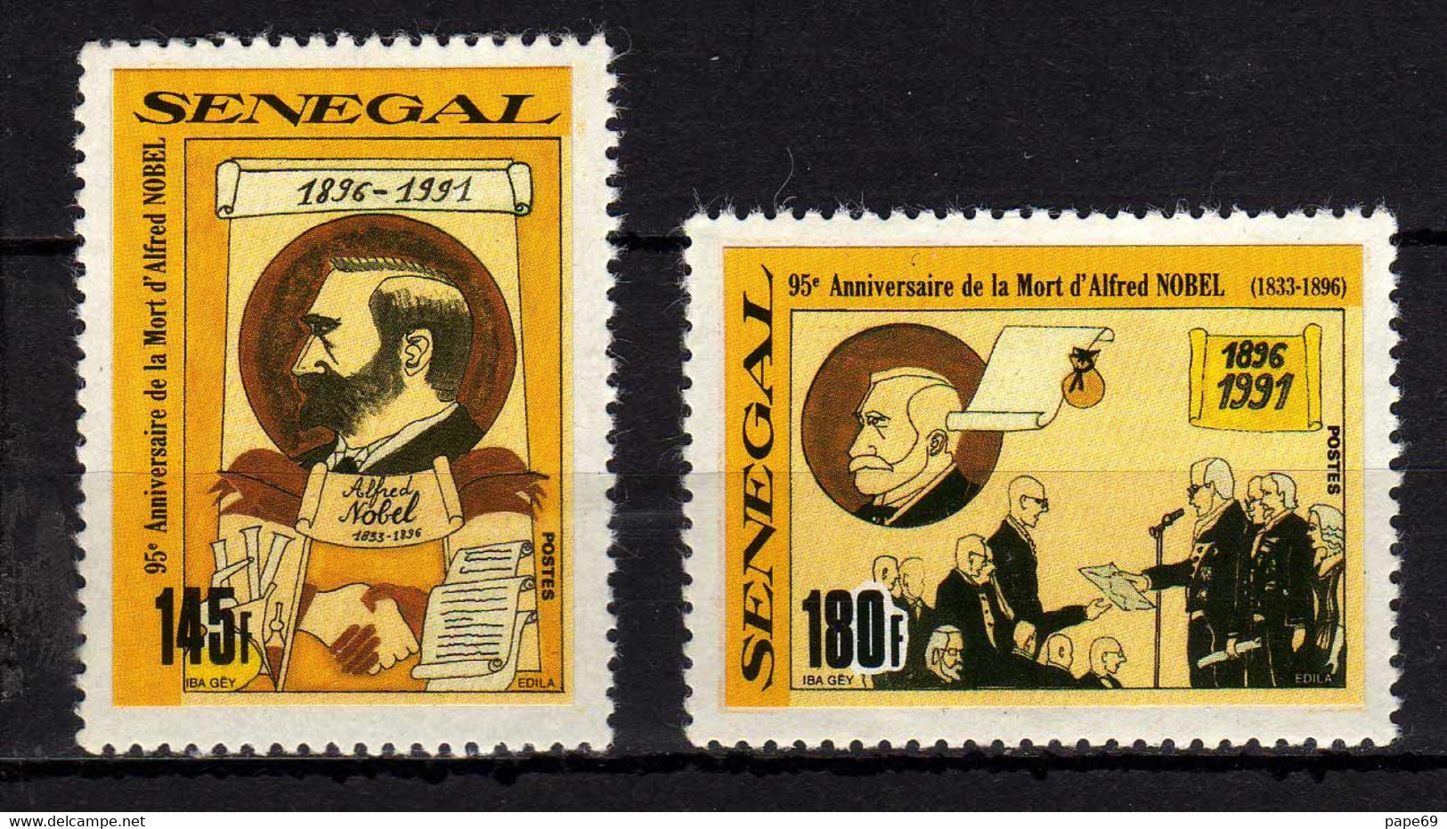 Sénégal N° 906 / 07 XX  95è Anniv. De La Mort D'Alfred Nobel, Les 2 Valeurs Sans Charnière, TB - Sénégal (1960-...)