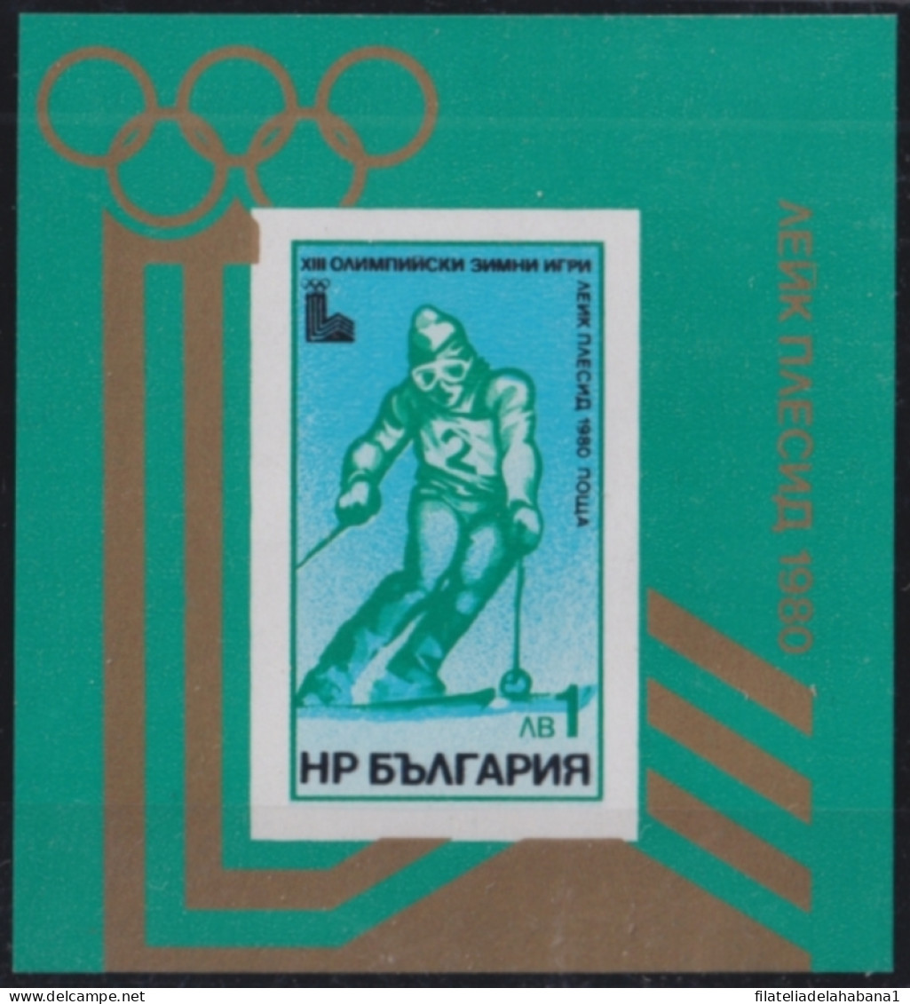 F-EX50245 BULGARIA MNH 1980 WINTER OLYMPIC GAMES LAKE PLACID SKI.  - Winter 1980: Lake Placid