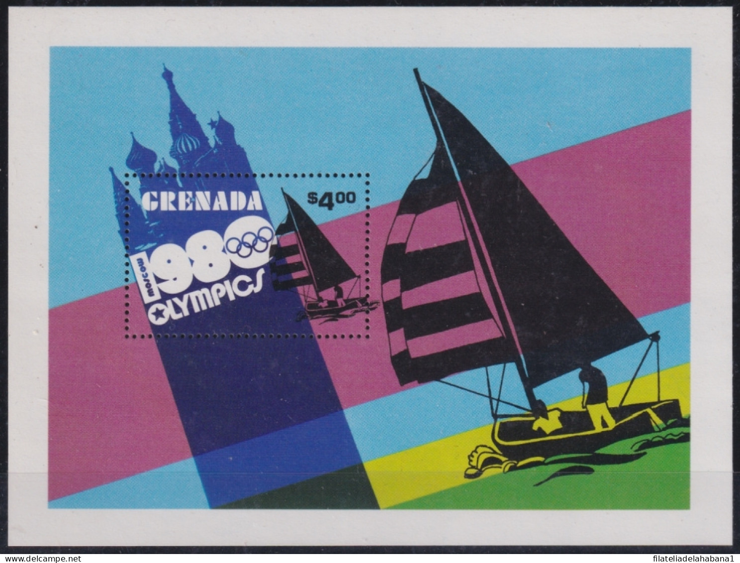 F-EX50244 GRENADA MNH 1980 OLYMPIC GAMES MOSCOW SAILING BOAT SHIP.  - Verano 1980: Moscu