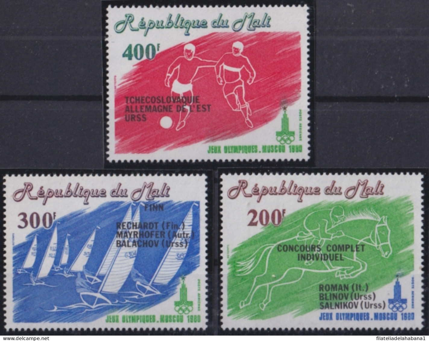 F-EX50233 MALI MNH 1980 OLYMPIC GAMES MOSCOW WINNER SAILING EQUESTRIAN SOCCER FOOTBALL.  - Ete 1980: Moscou