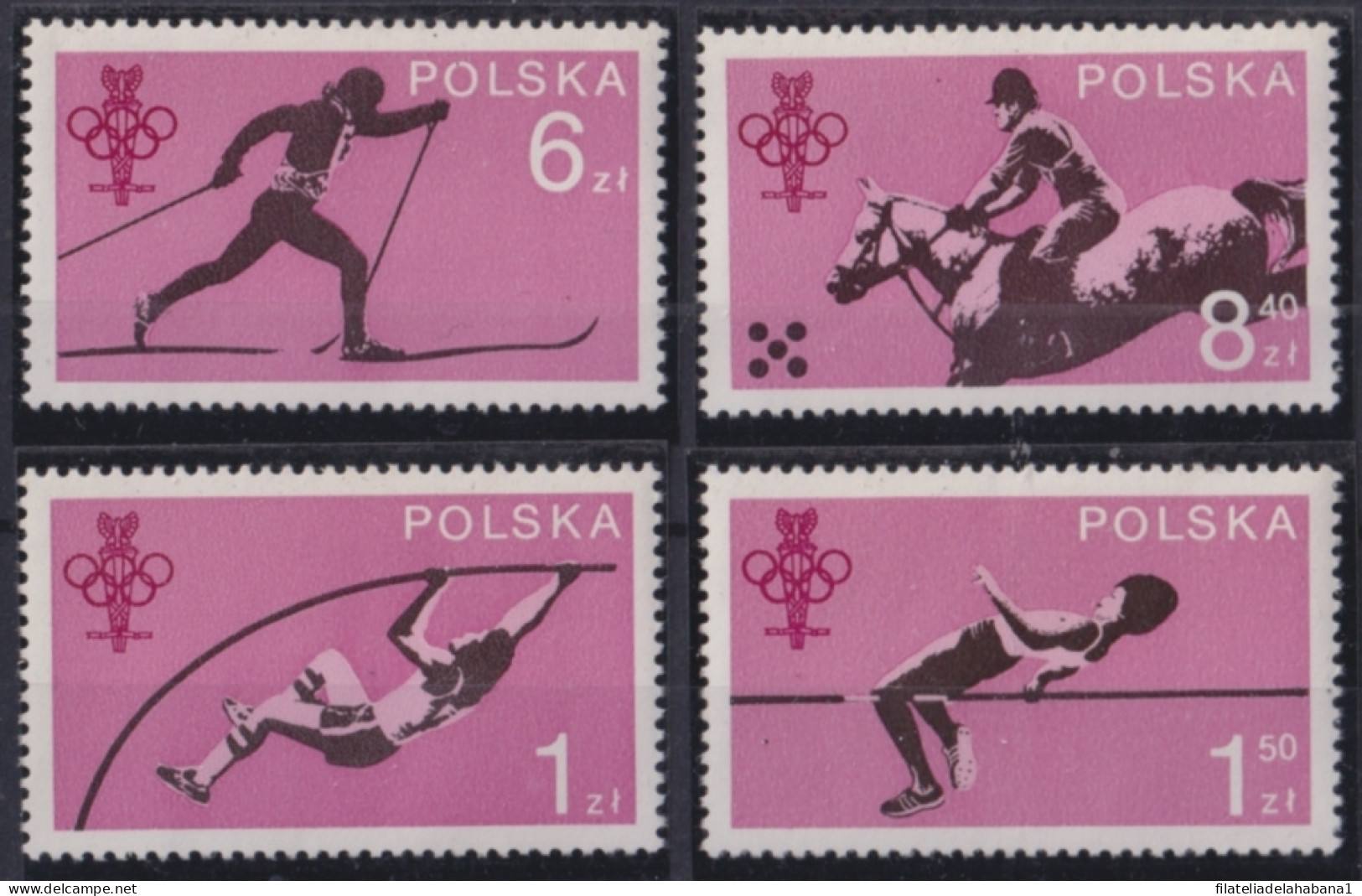 F-EX50229 POLAND MNH 1980 OLYMPIC GAMES MOSCOW SKATING ATHLETISM EQUESTRIAN.  - Ete 1980: Moscou