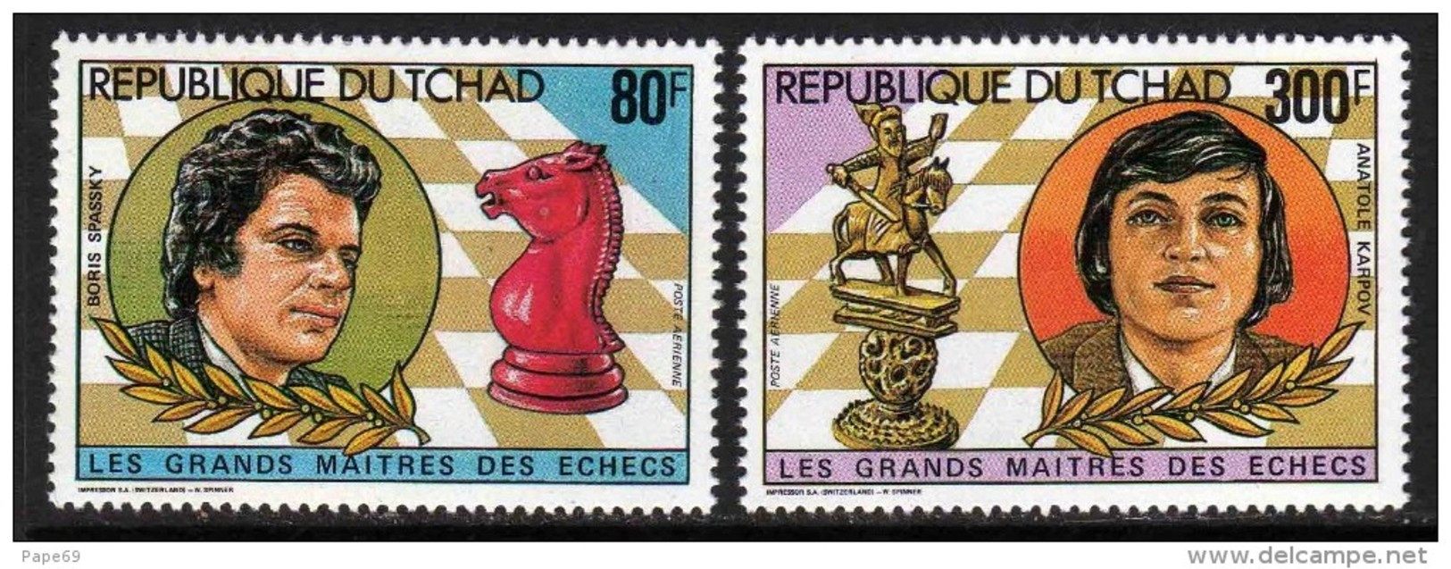 Tchad PA N° 246  G  /  H XX  Grands Maîtres Des échecs, Les 2 Valeurs Sans Charnière, T.B - Chad (1960-...)