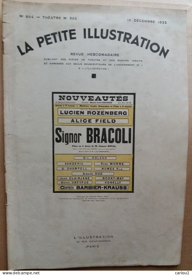 C1 Jacques DEVAL - SIGNOR BRACOLI Petite Illustration 1932 AGATHA CHRISTIE  Port Inclus France - 1901-1940